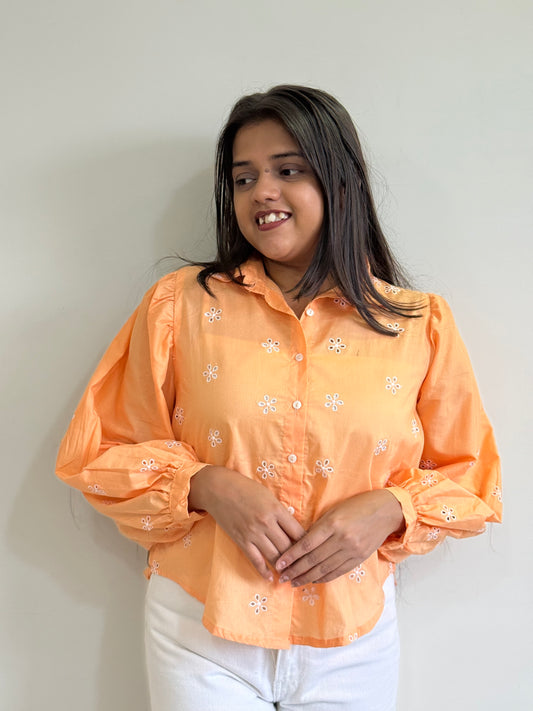 Orange cutwork shirt