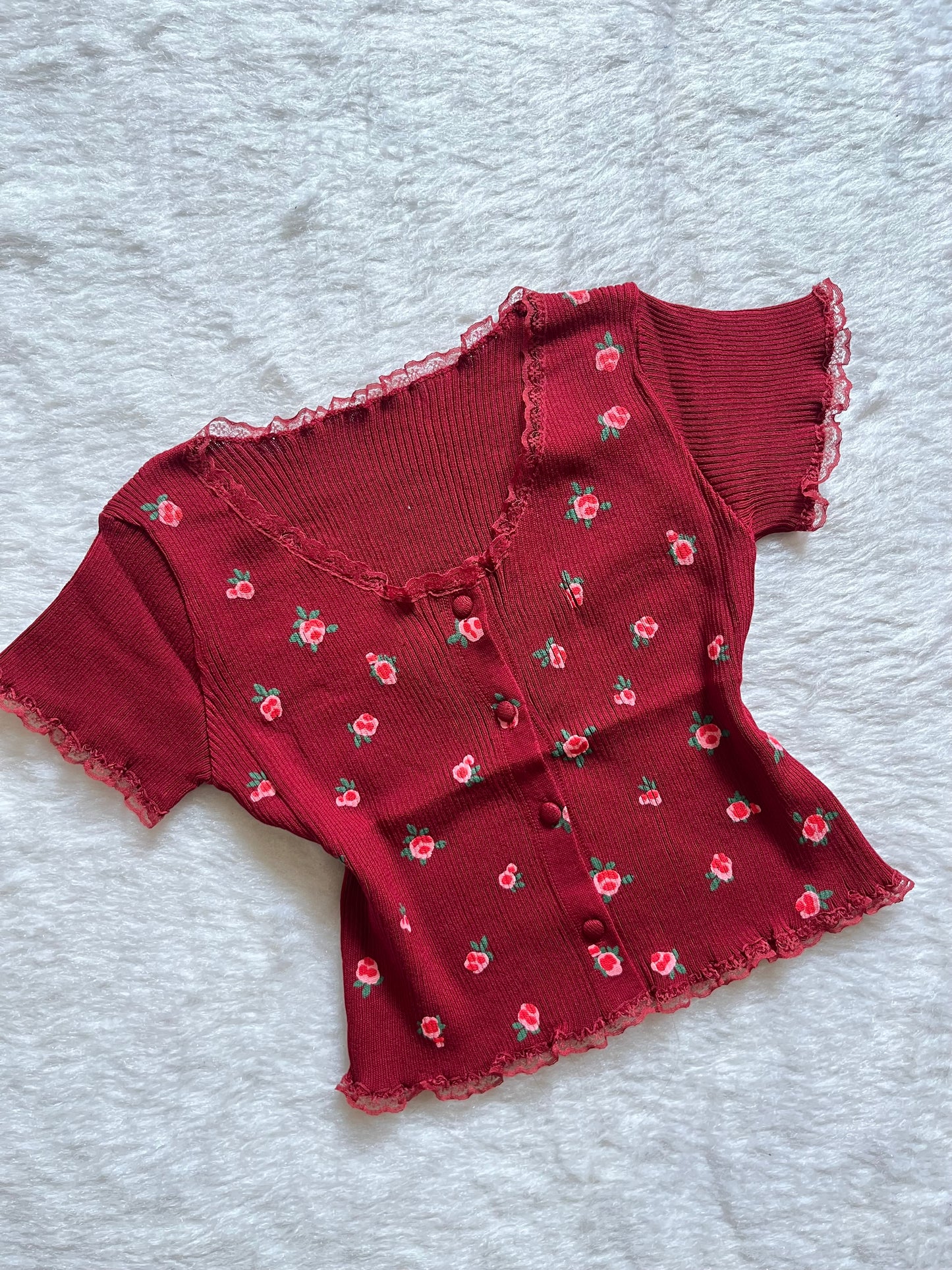Maroon flora top🤍