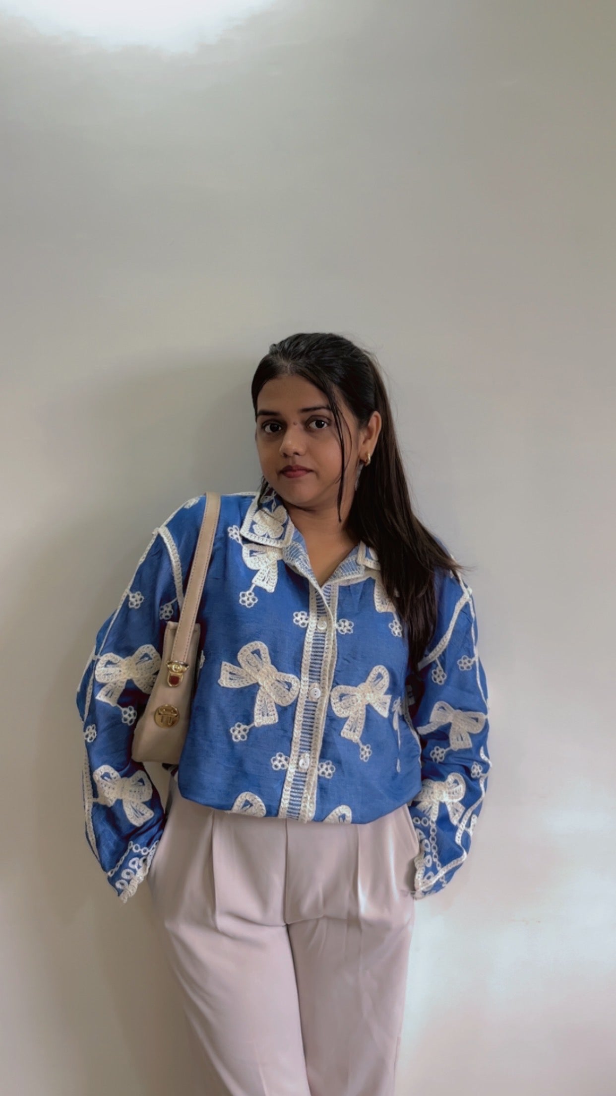 Embroidered cutwork shirt🤍