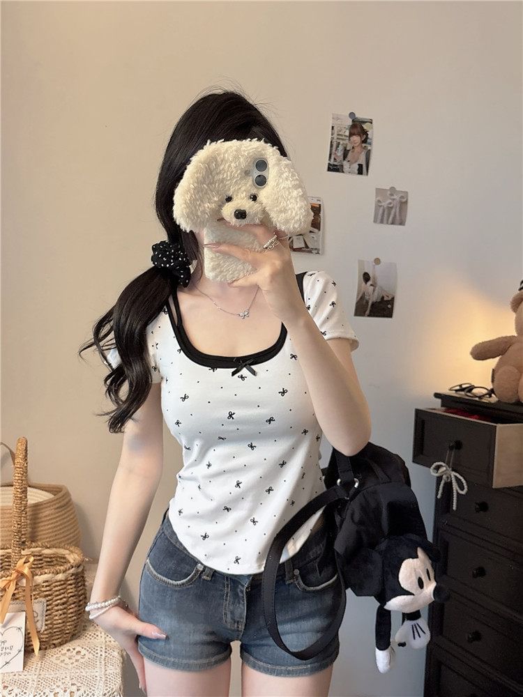 Bow built in bra tops