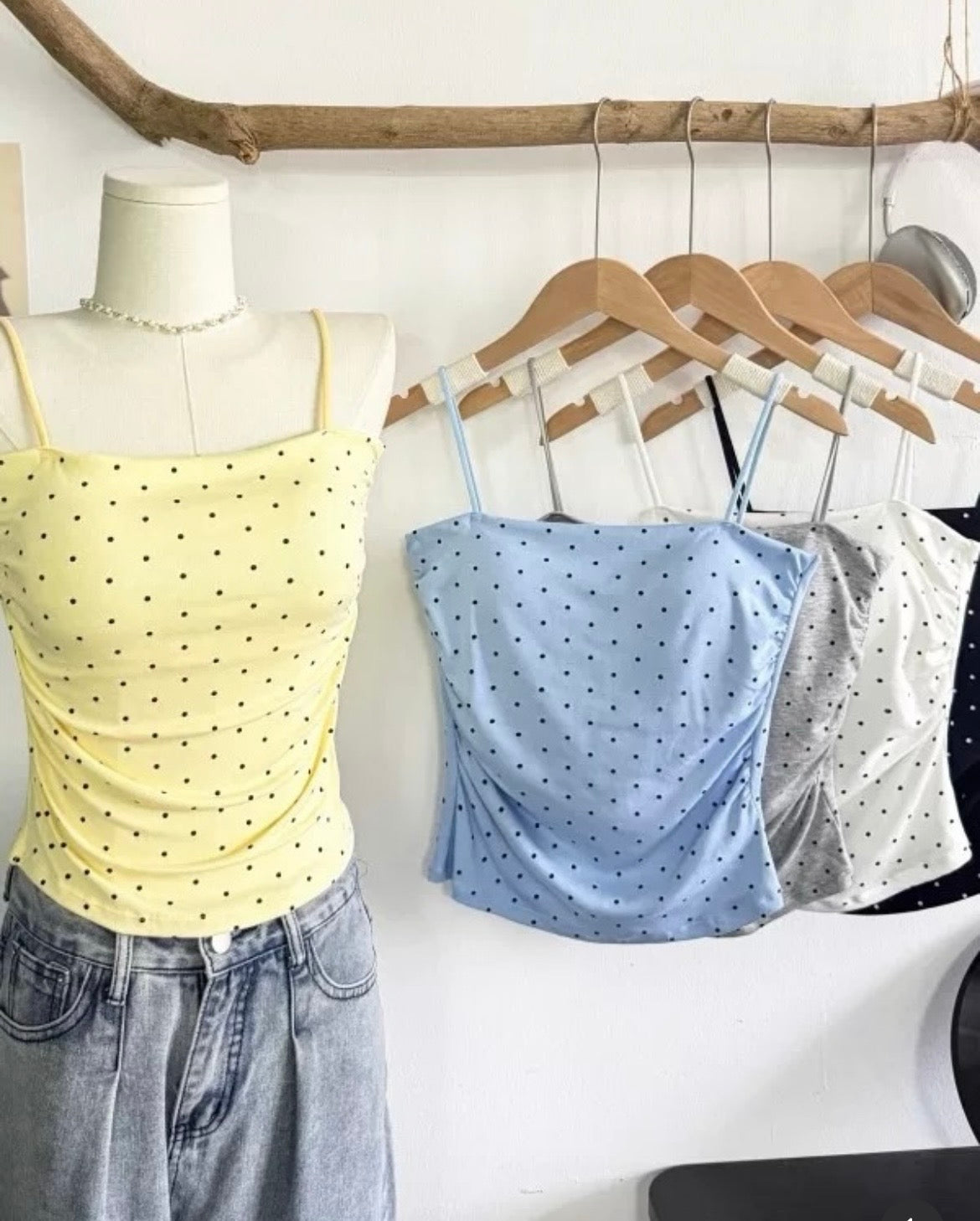 Polka dot padded tanks