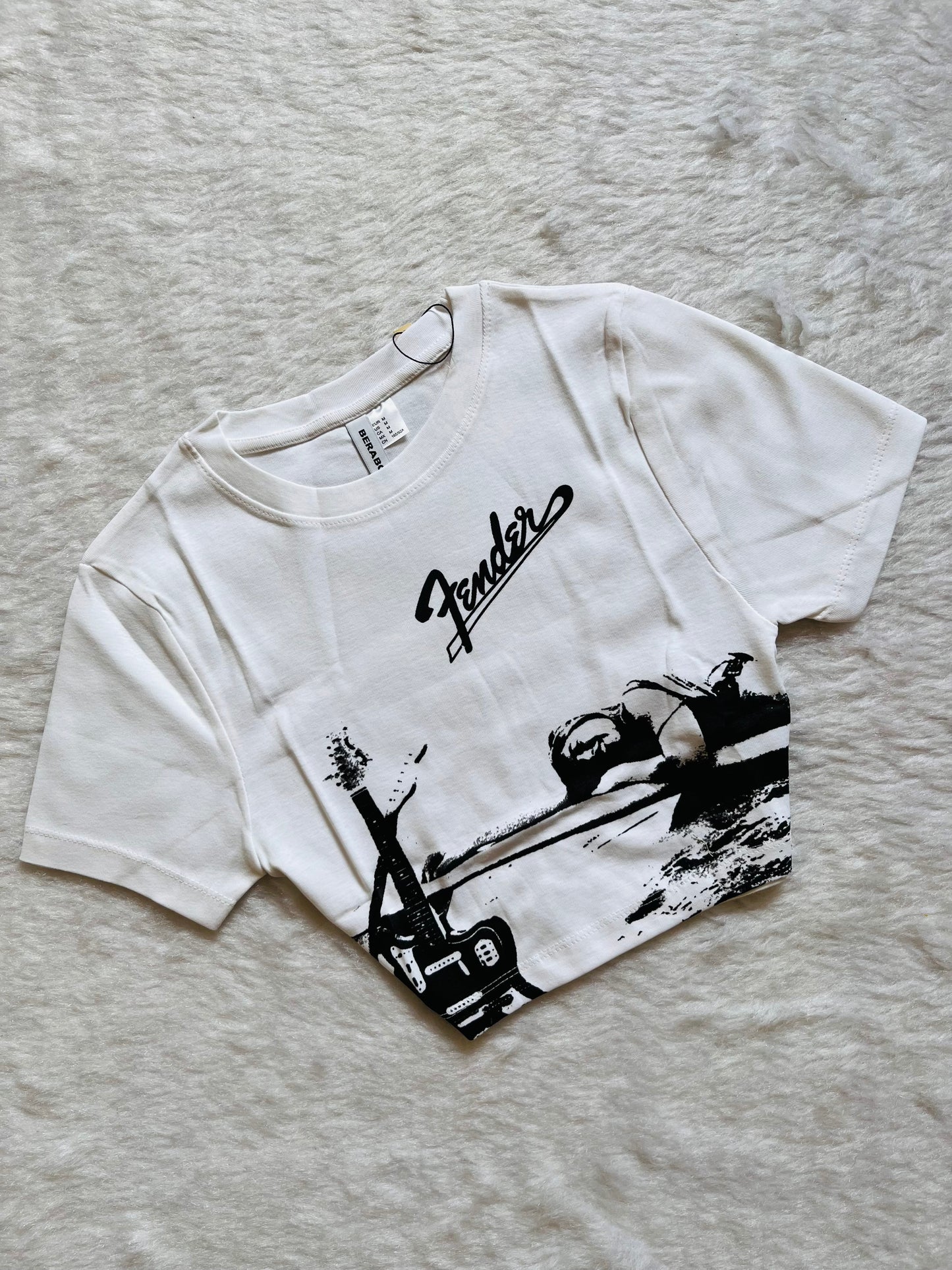 White printed baby tee