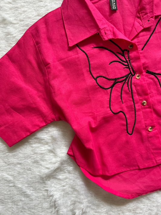 Hot Pink linen shirt🤍