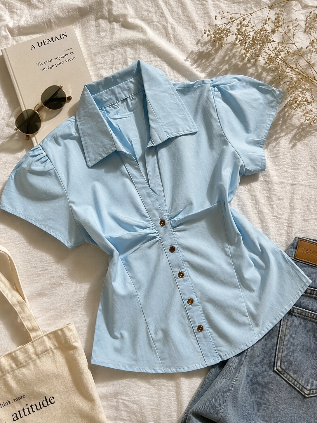 Ruched solid shirts