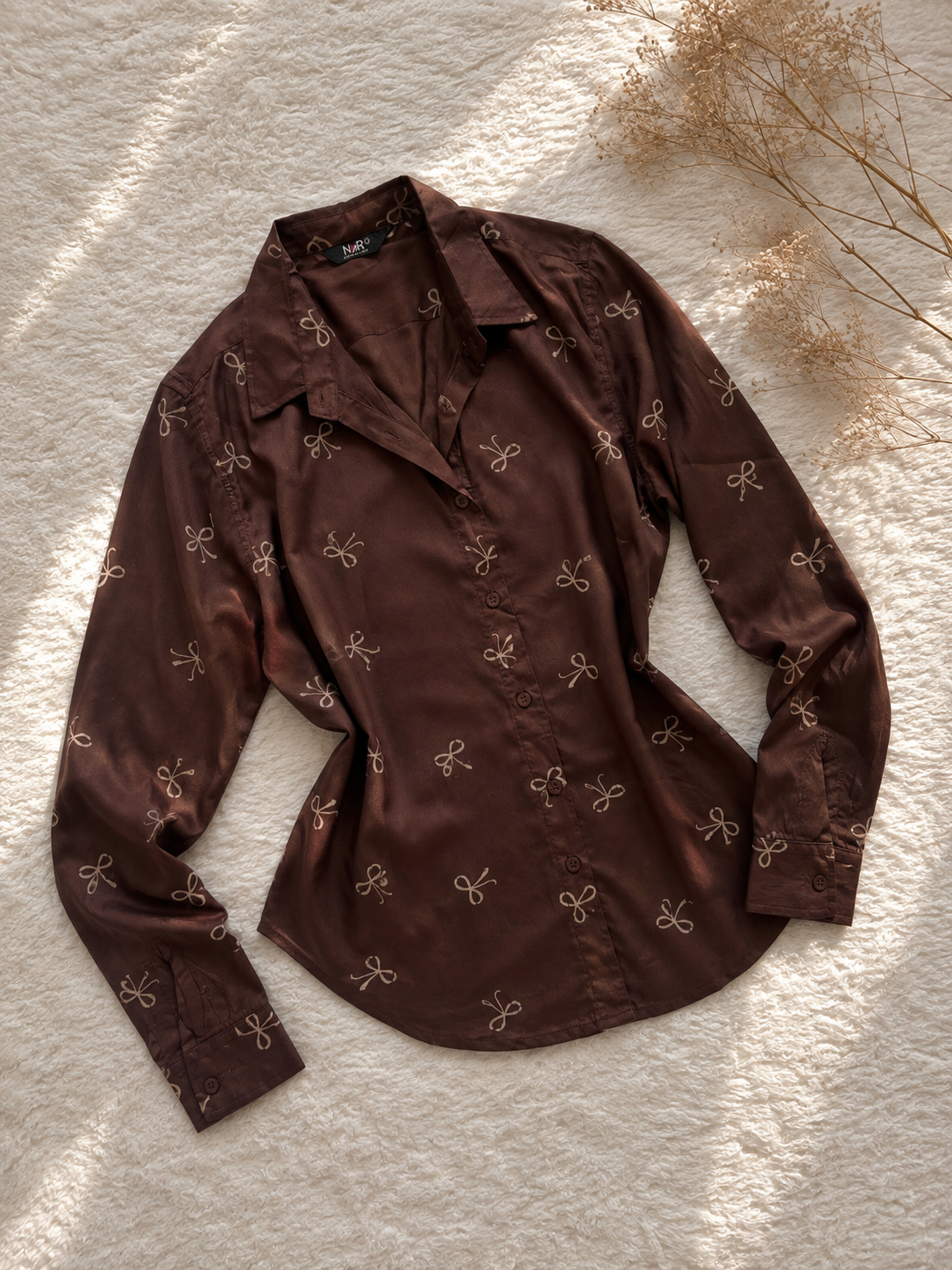 Mocha Brown Bow Shirt