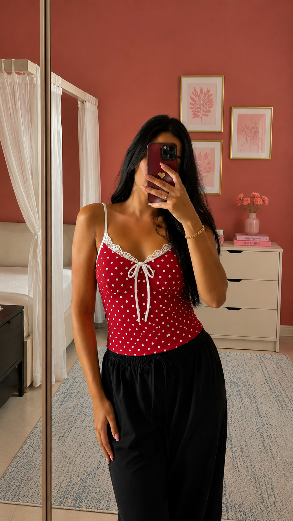 Lacy polka dot camis