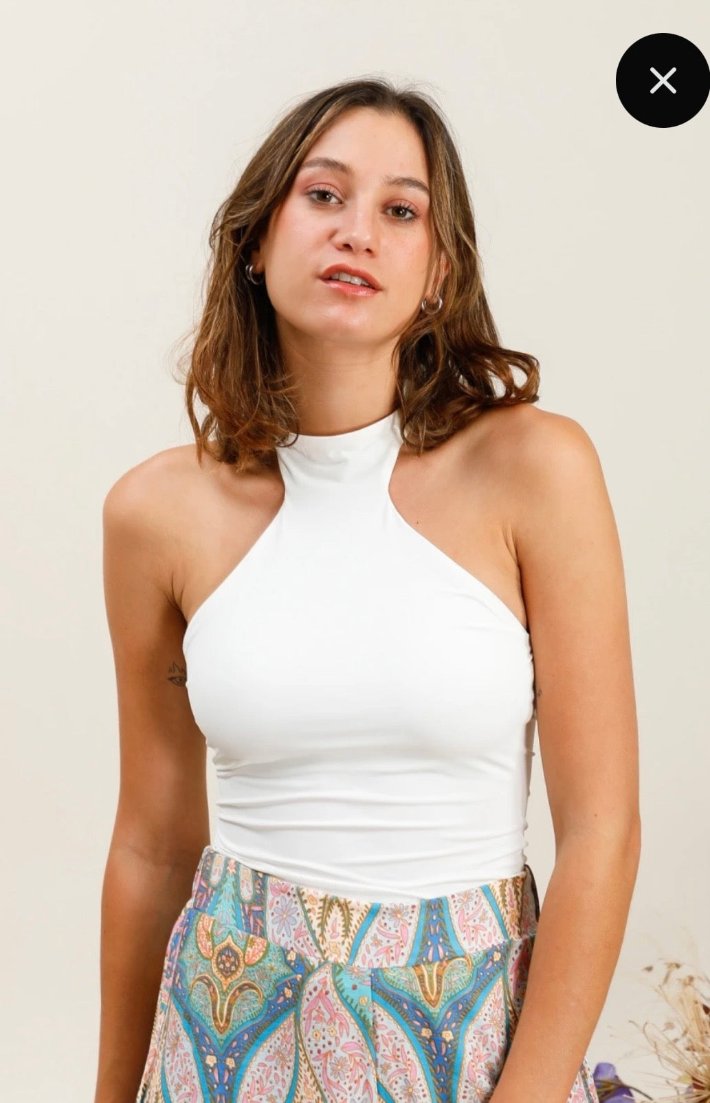 Fitted high neck top