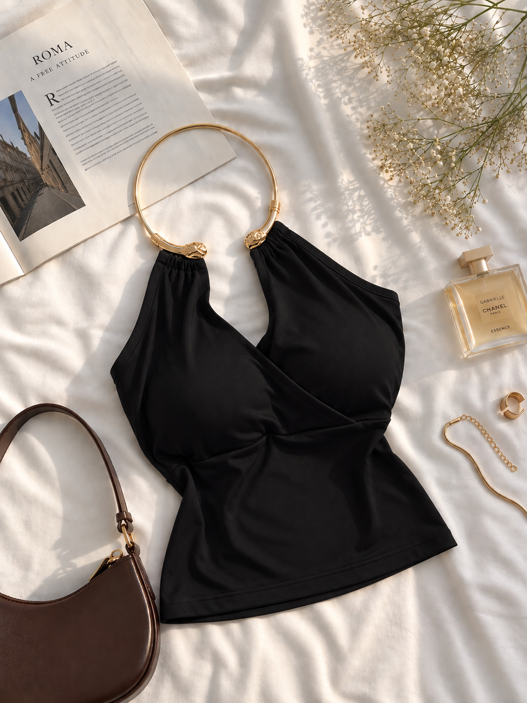 Golden choker tops
