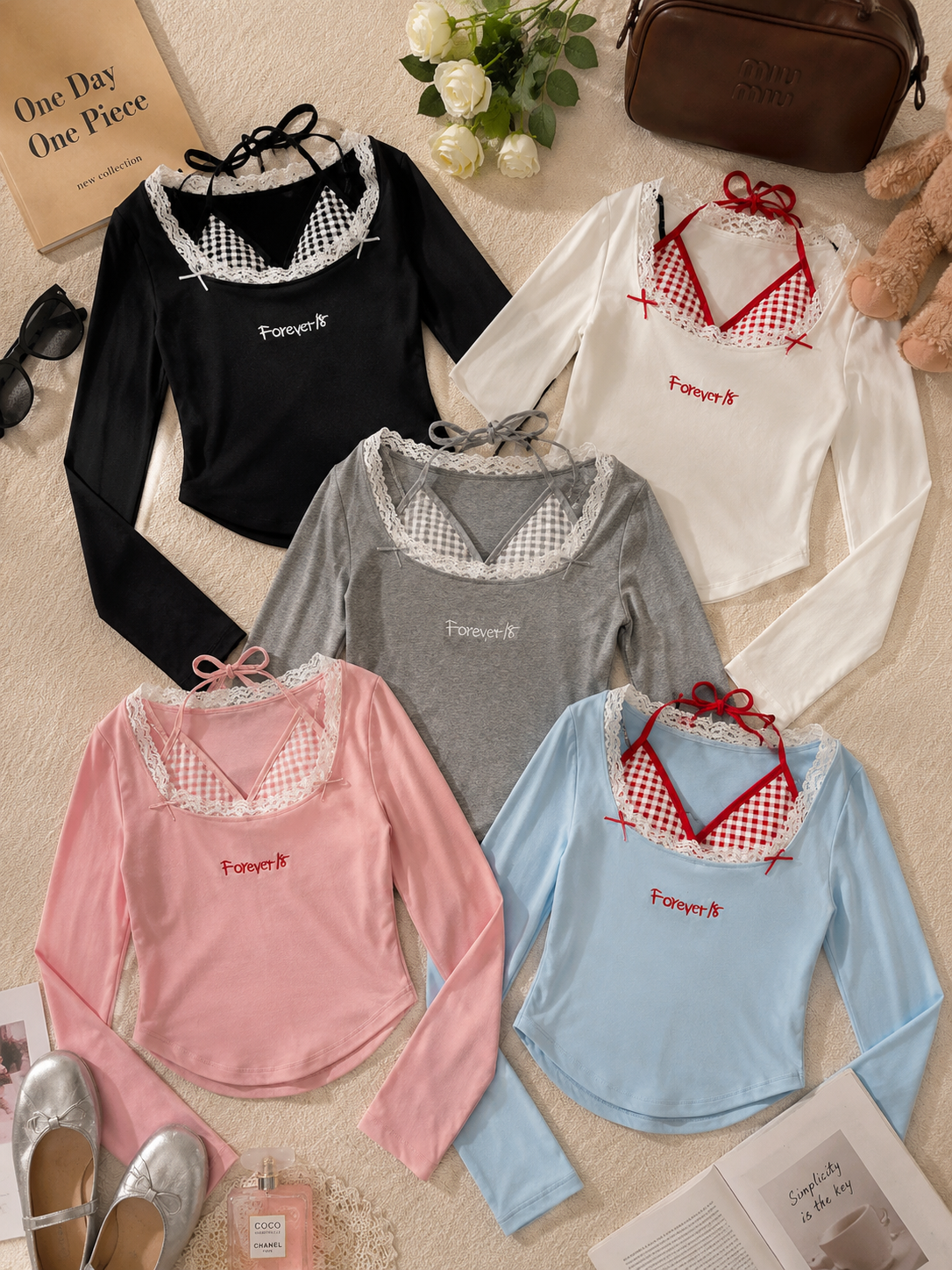 Gingham full sleeve padded tops