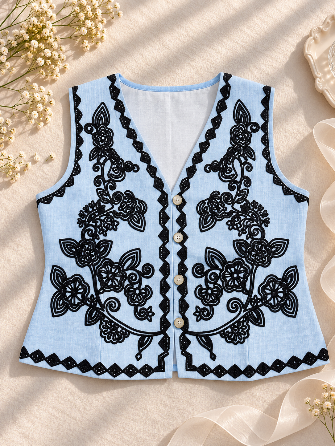 Embroidered vest coats