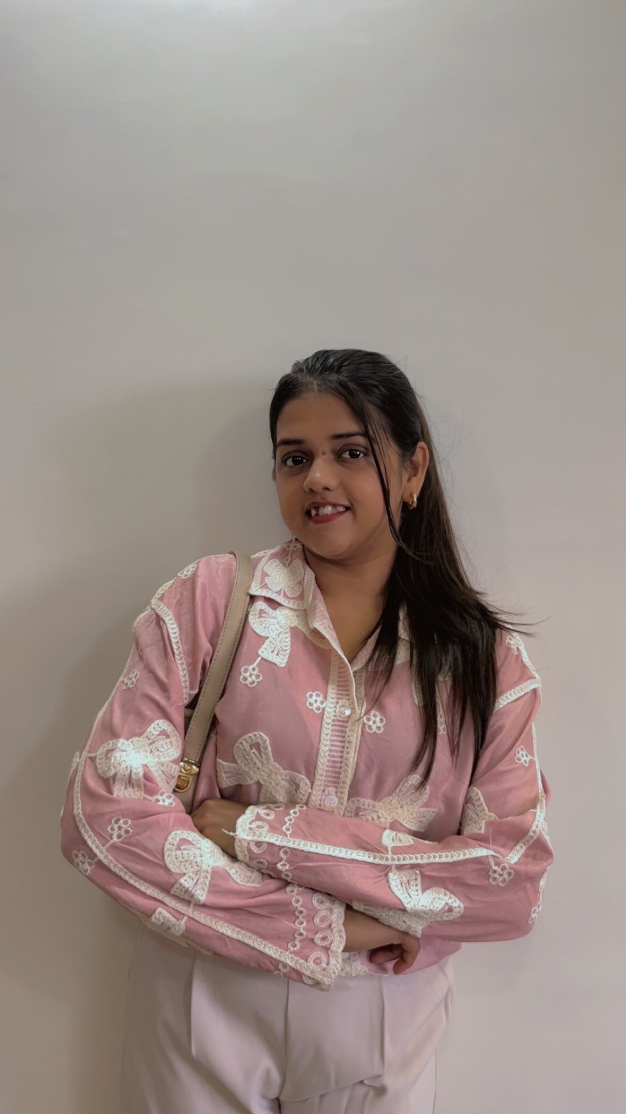 Embroidered cutwork shirt🤍