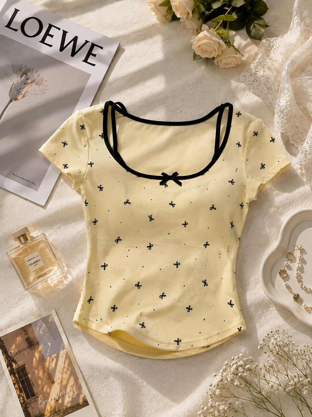 Bow built in bra tops