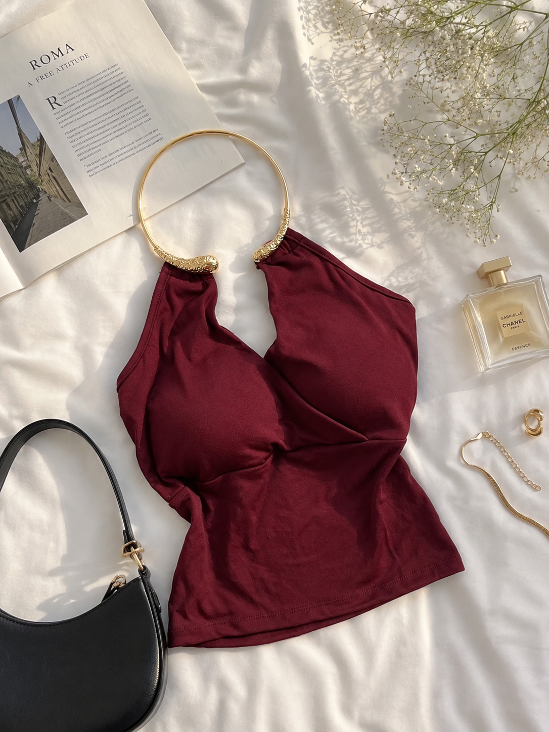 Golden choker tops