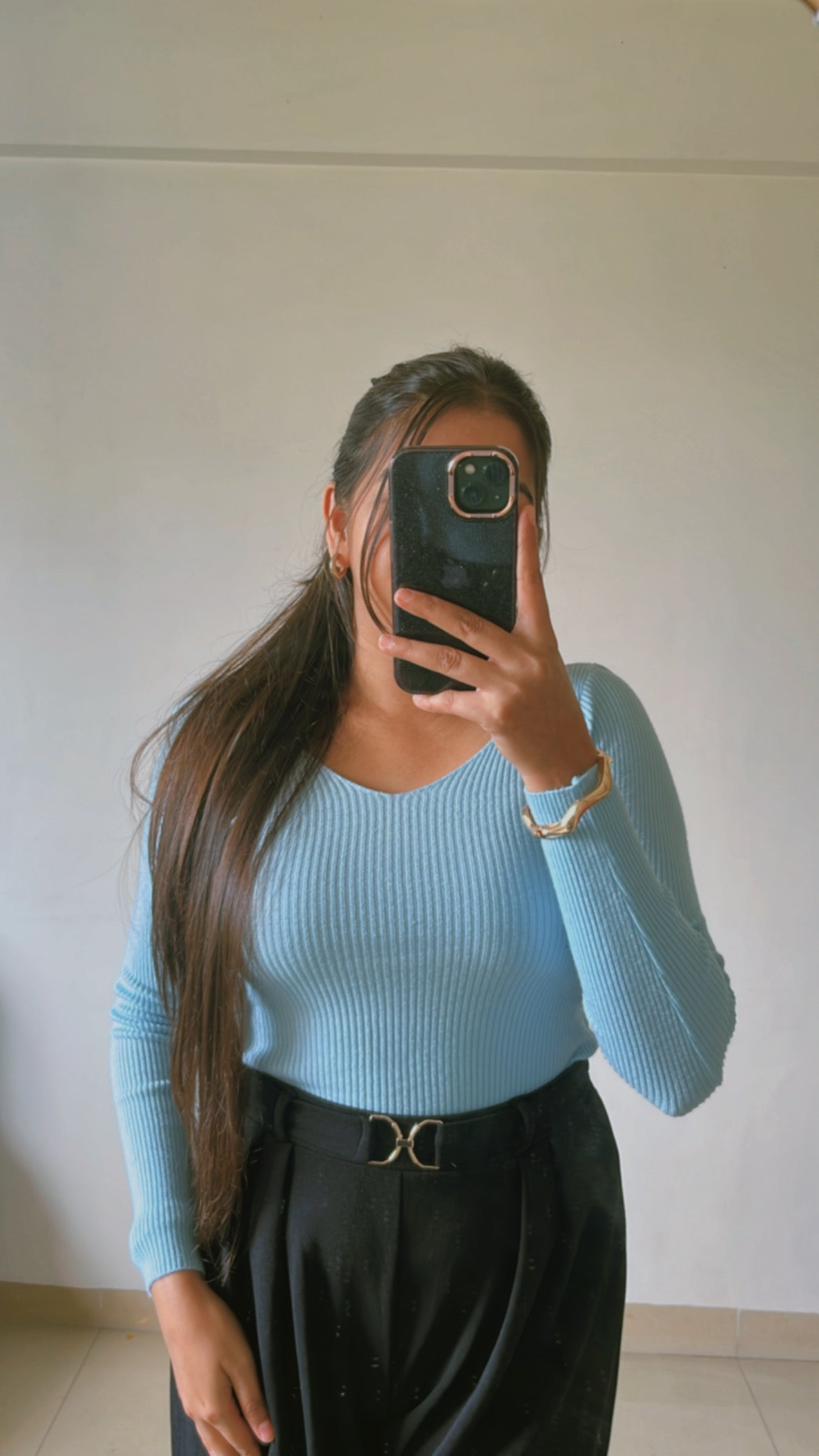 Soft ribbed knit tops