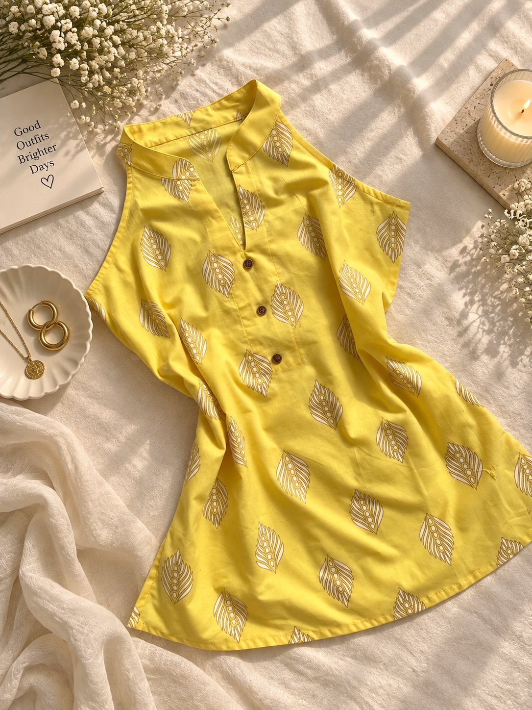 Yellow printed kurta