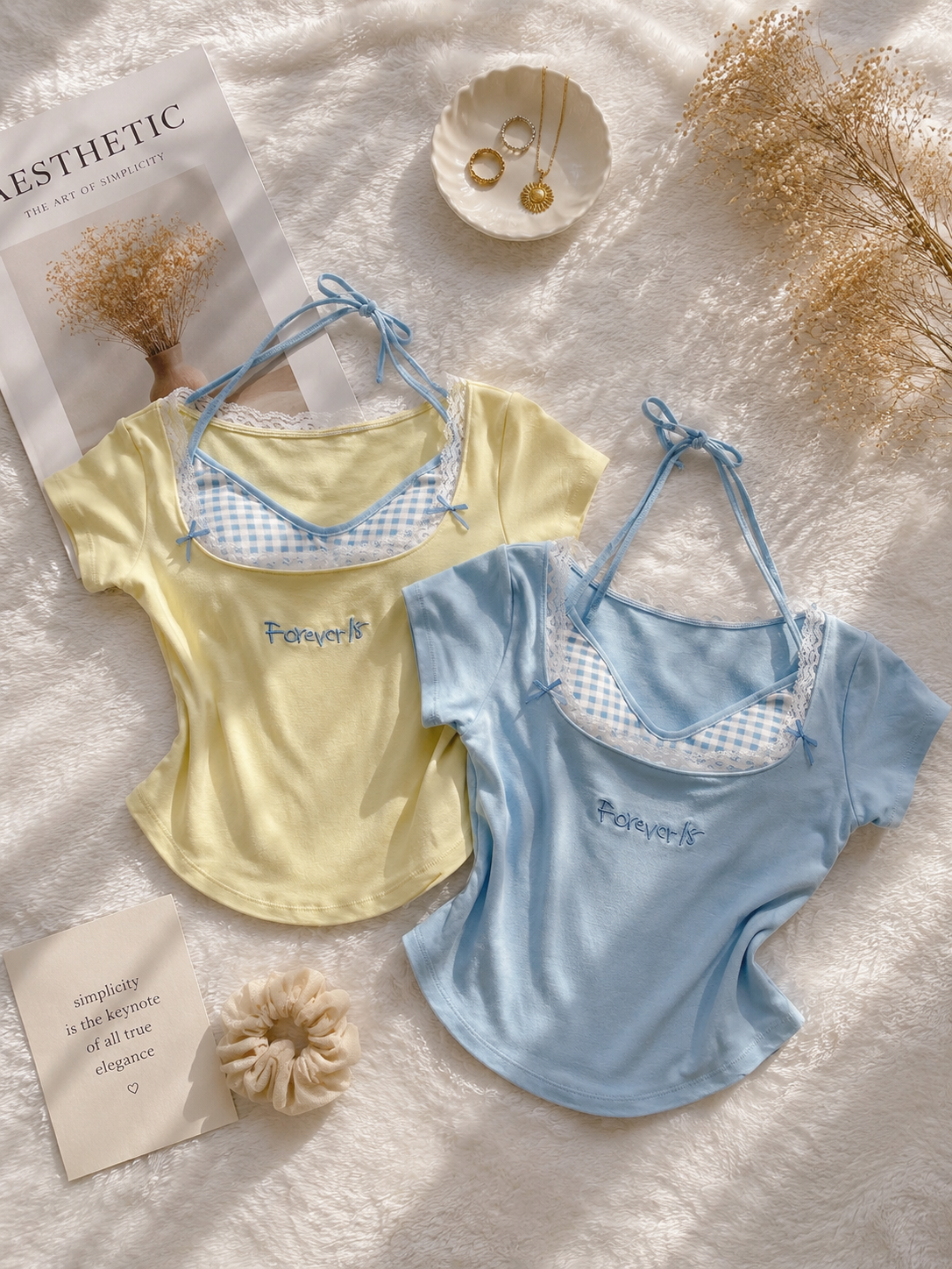 Gingham padded tops
