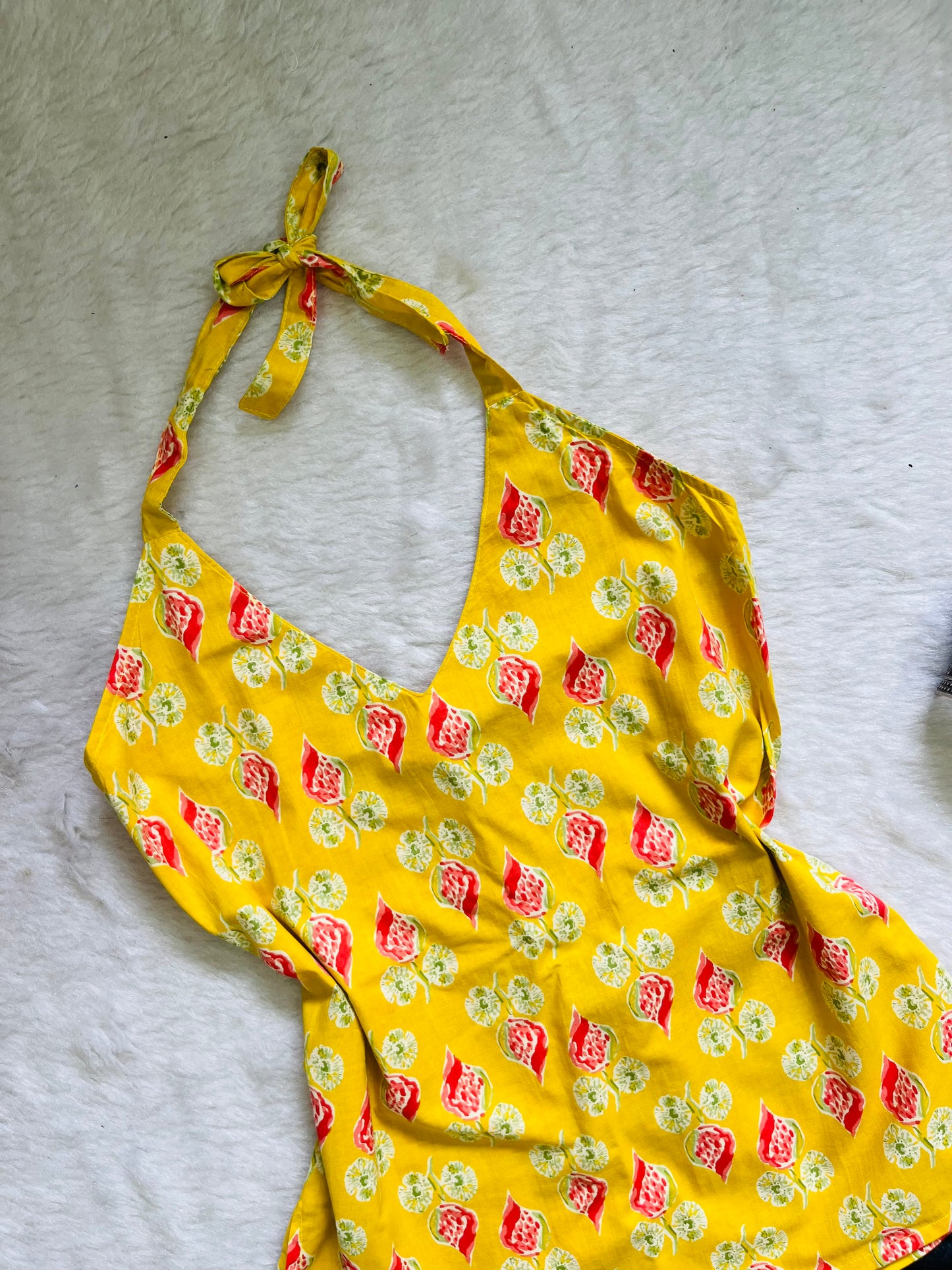 Yellow haulter kurti