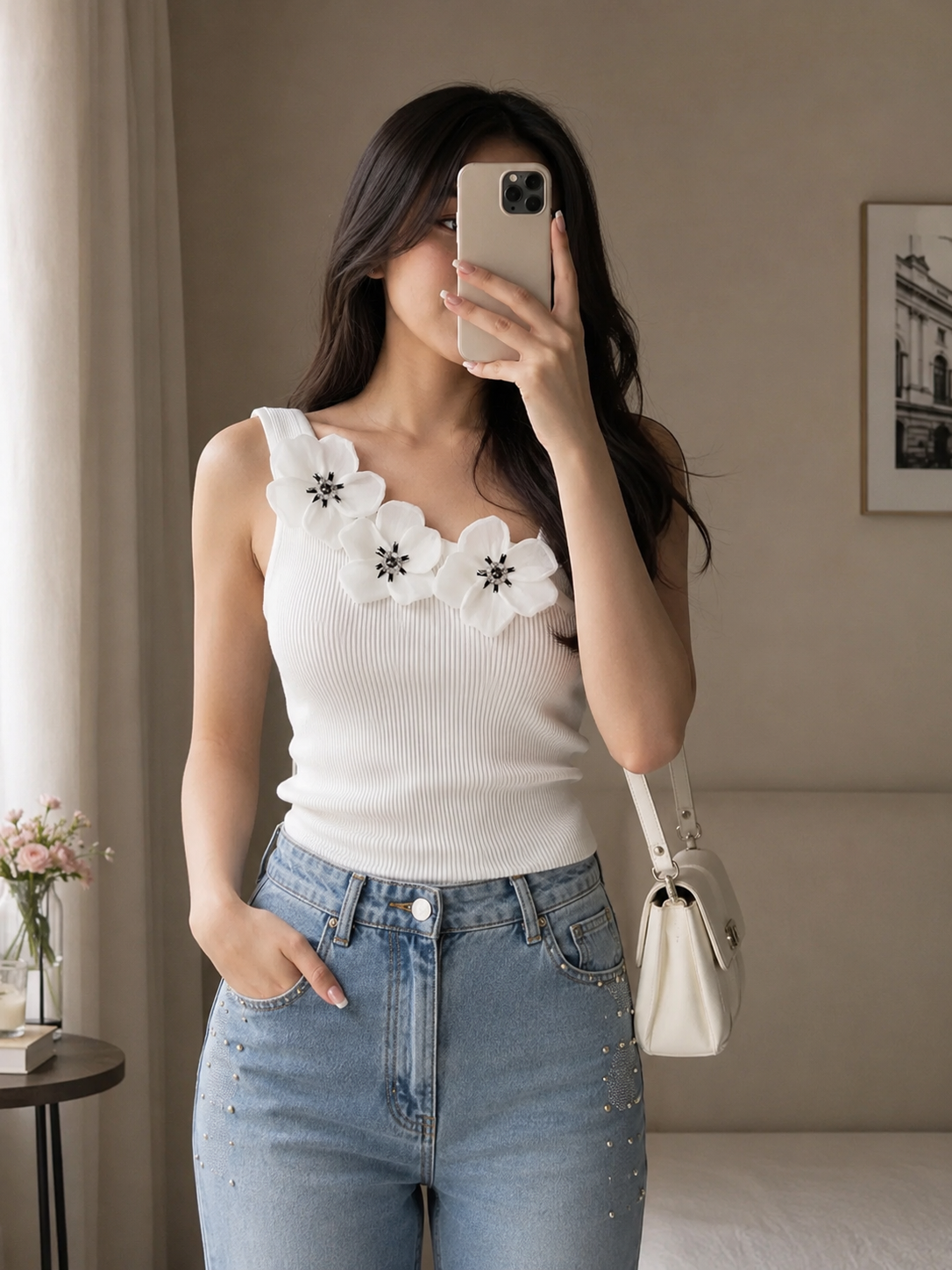 Floral ribbed top ❤️