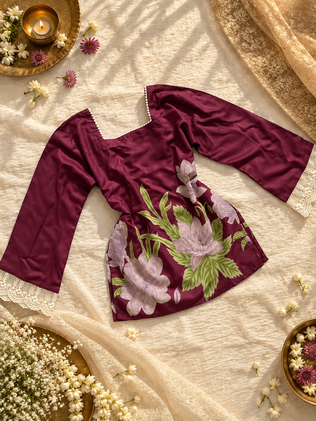 Floral lacy kurtis