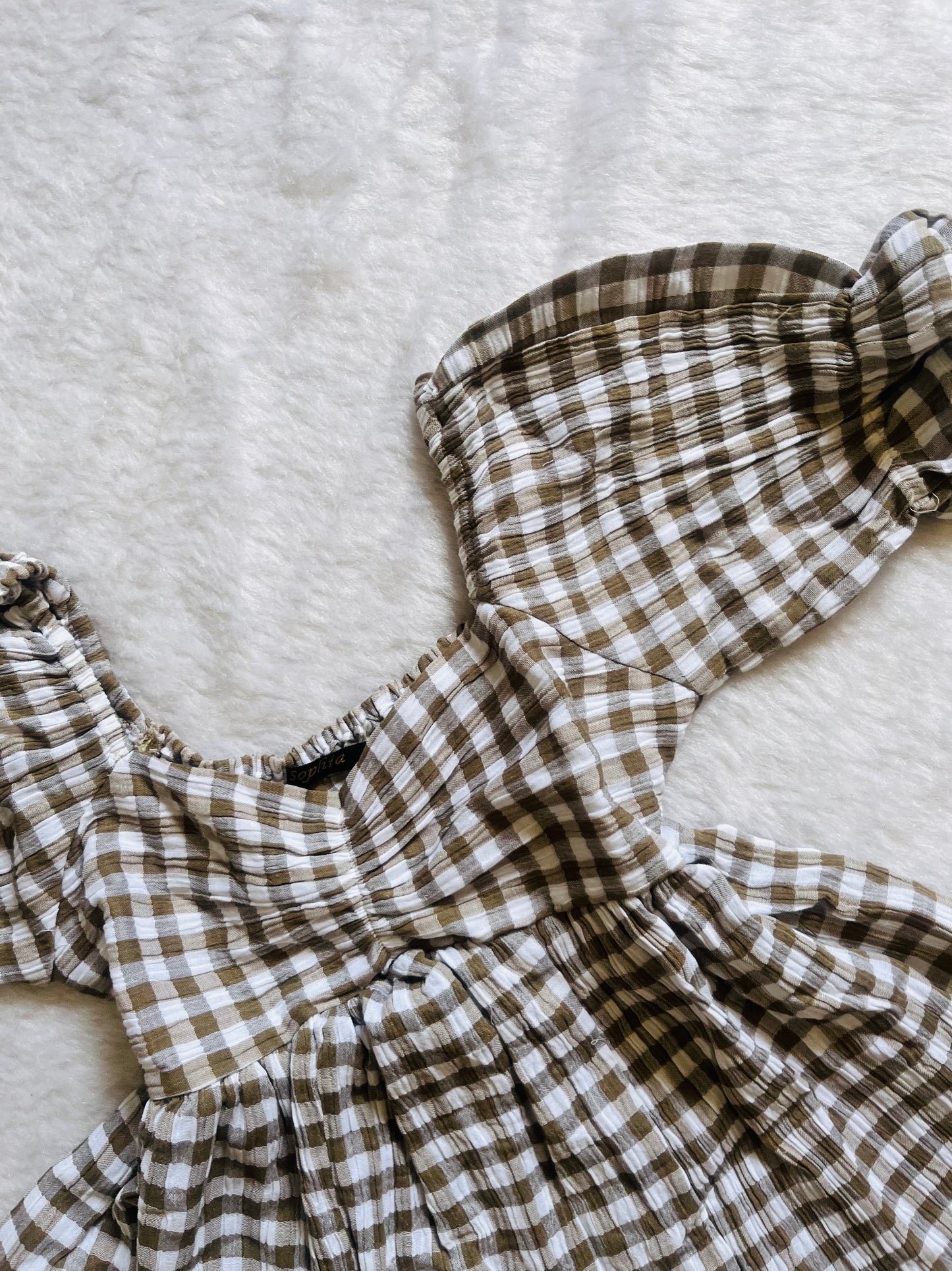 Olive Checkered Peplum top