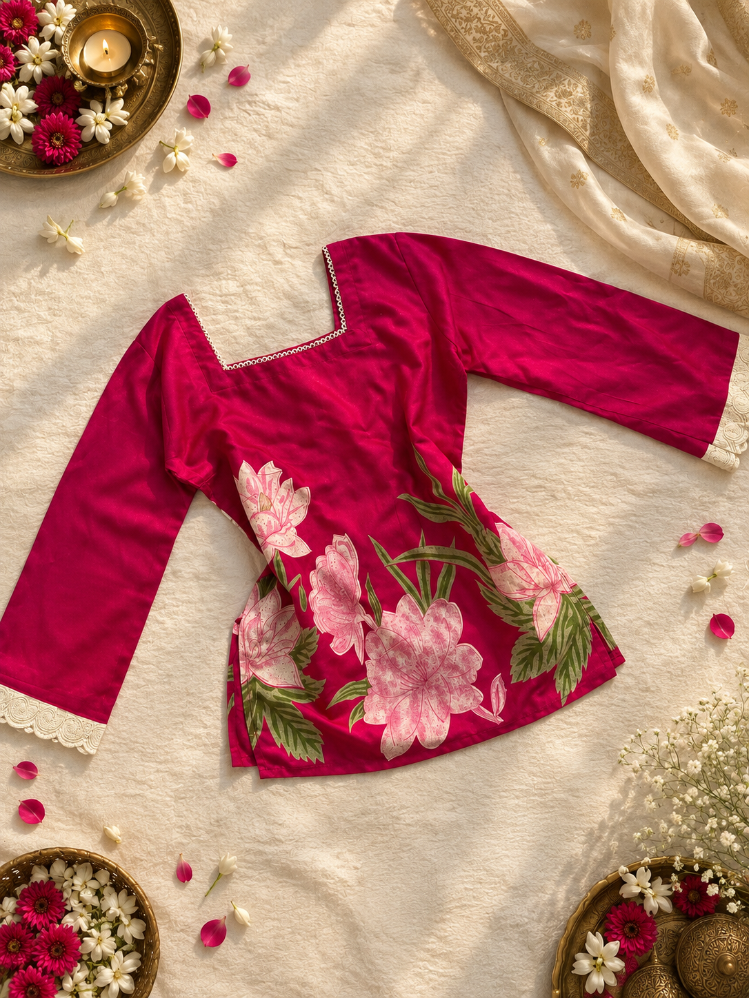 Floral lacy kurtis