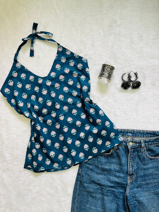 Navy blue haulter kurti