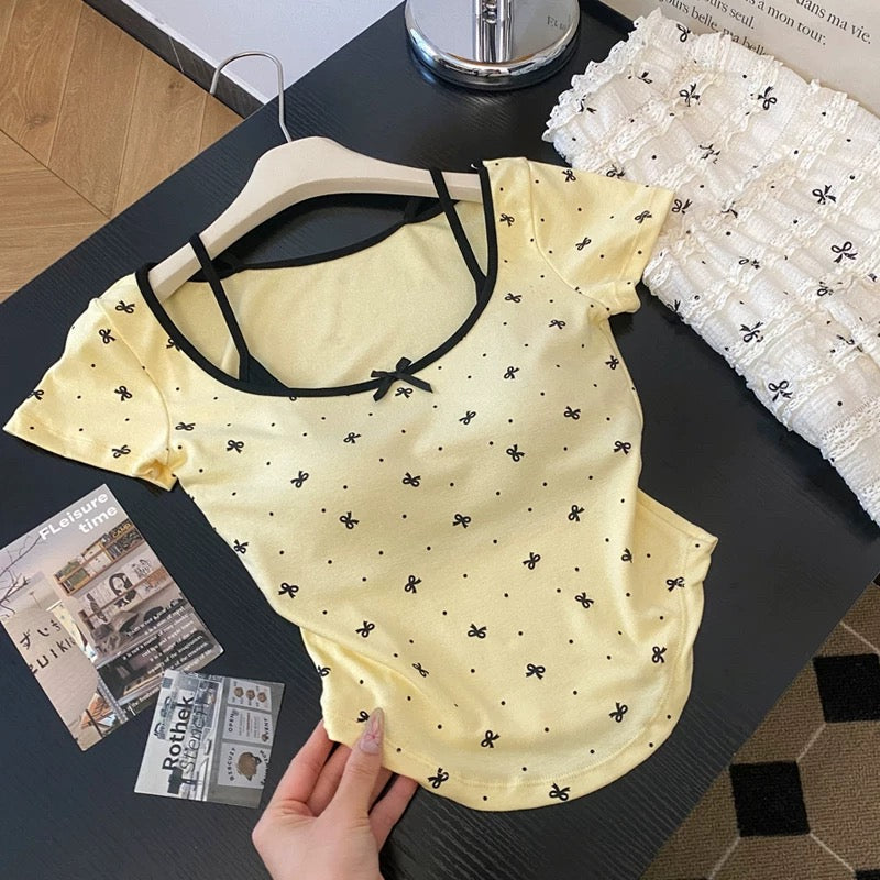 Bow built in bra tops