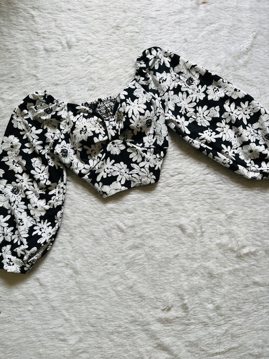 Black Floral padded top