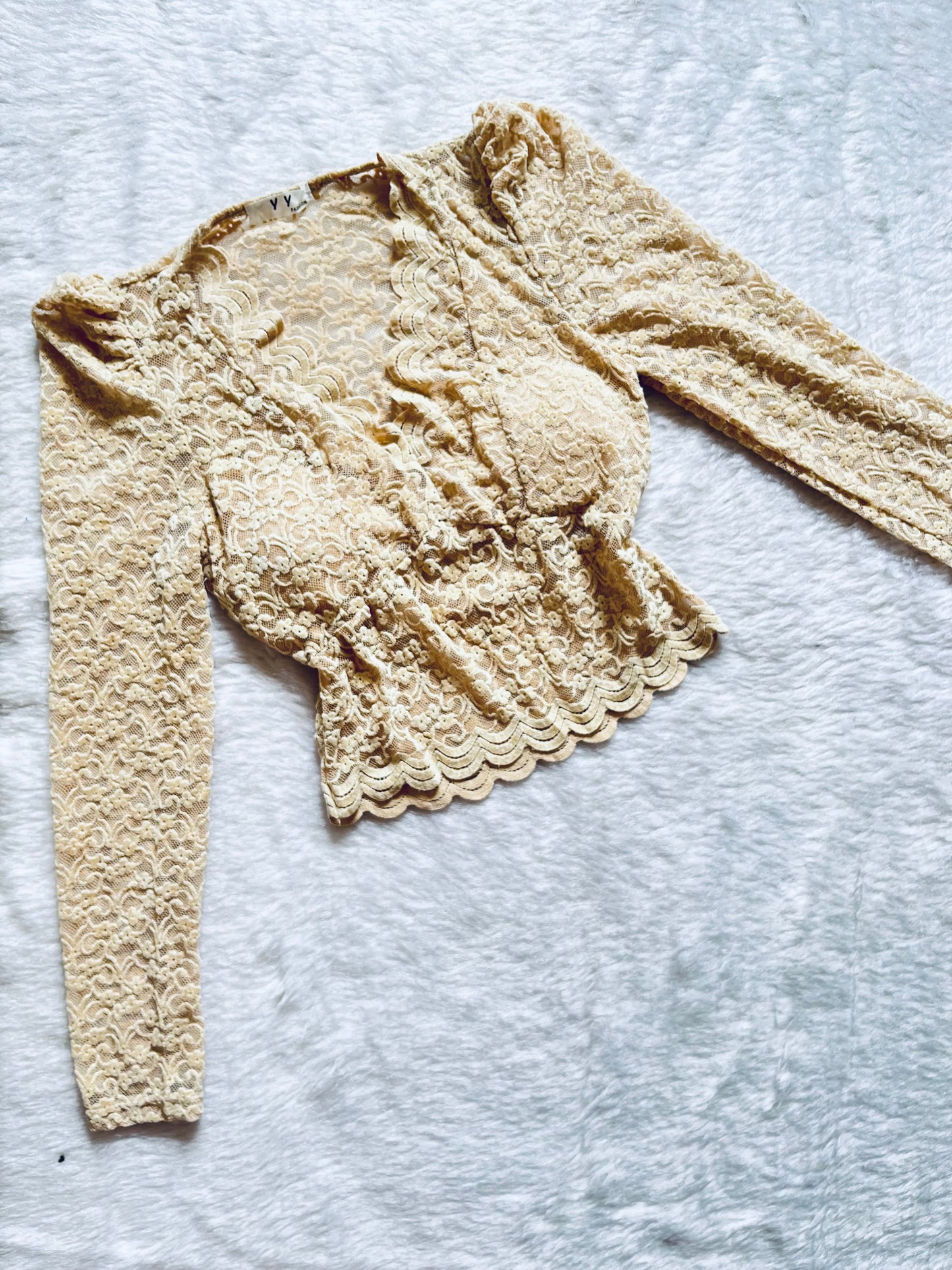 Beige lacy vneck top