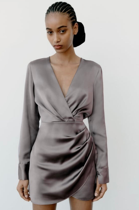 Grey satin dress