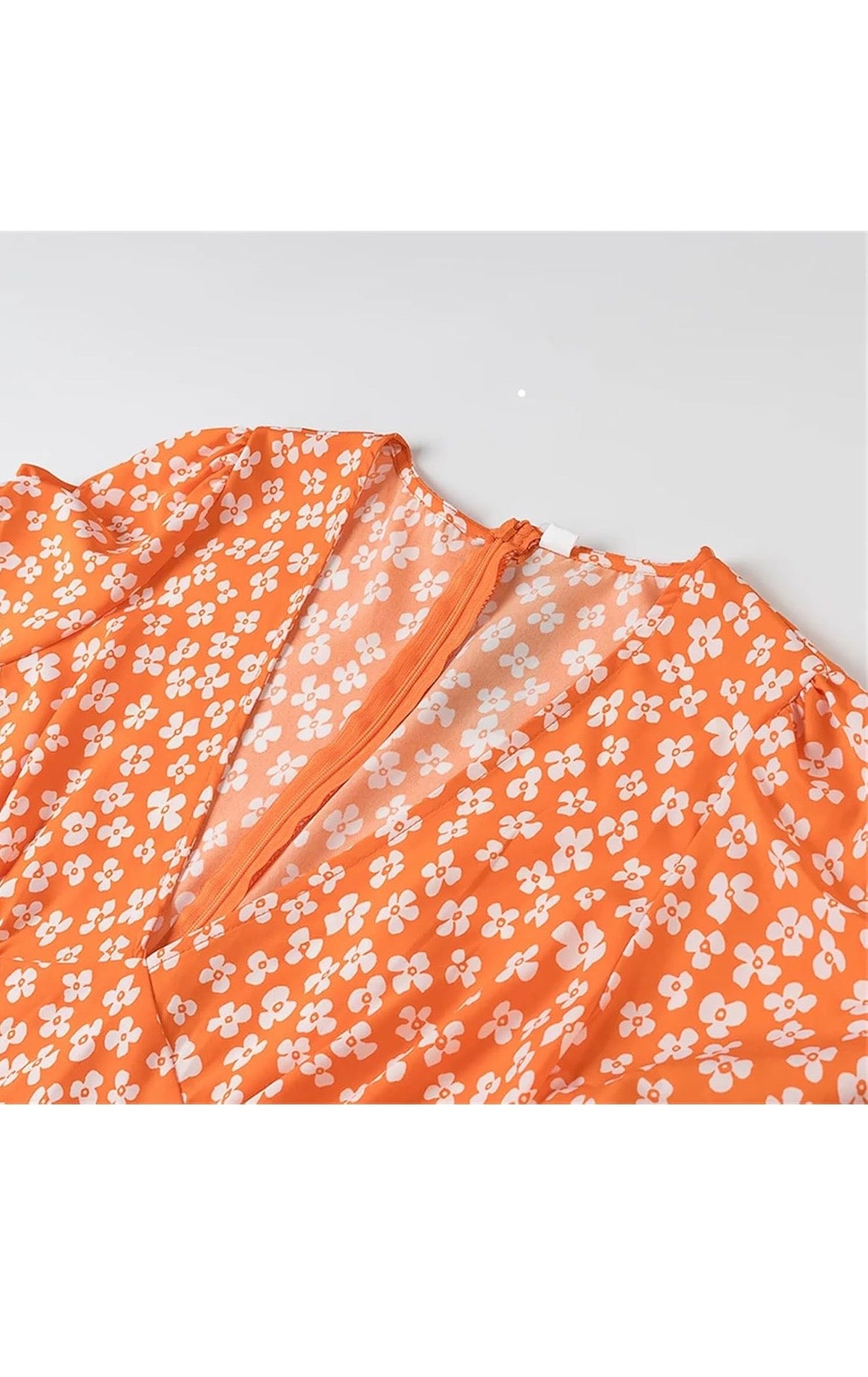 Orange floral vneck dress