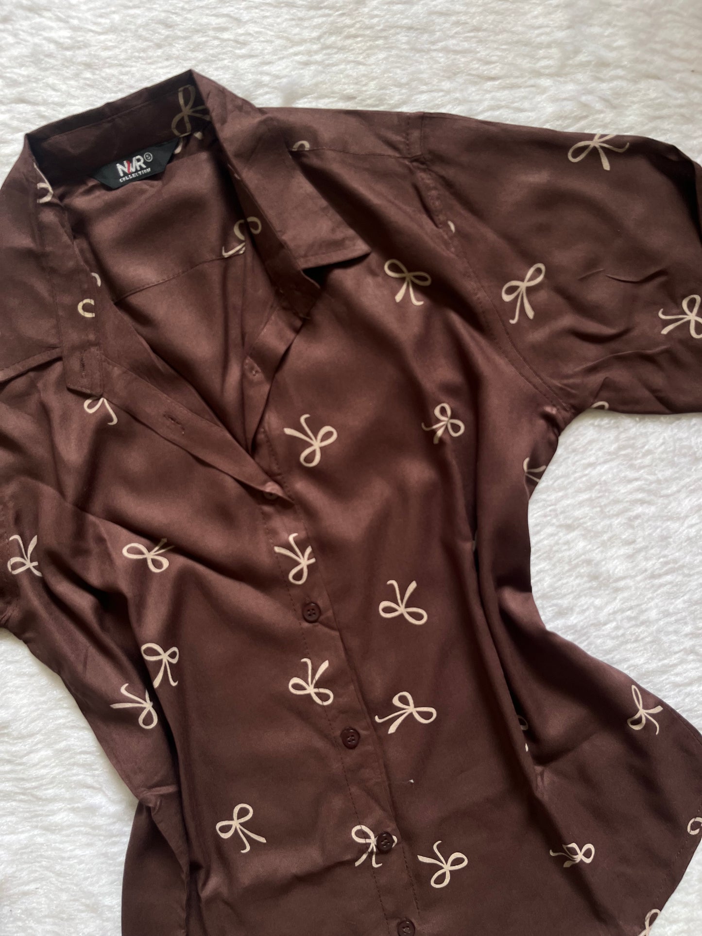 Mocha Brown Bow Shirt