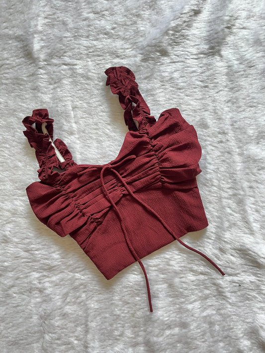 Wine brown ruched top🤍