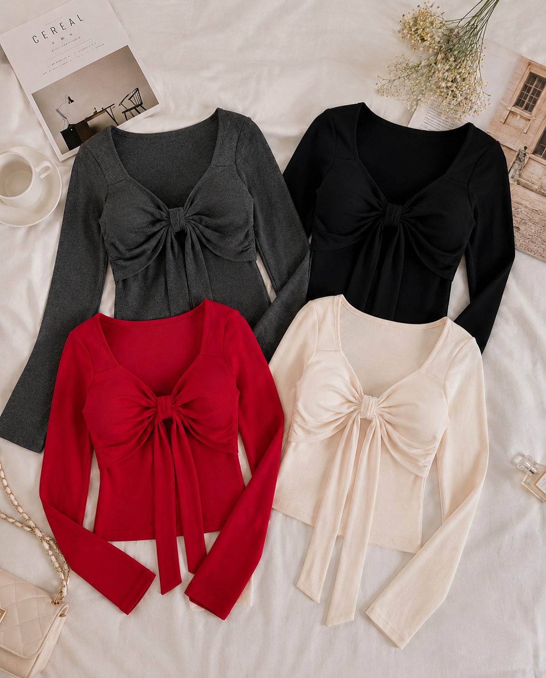 Knot padded full sleeves top