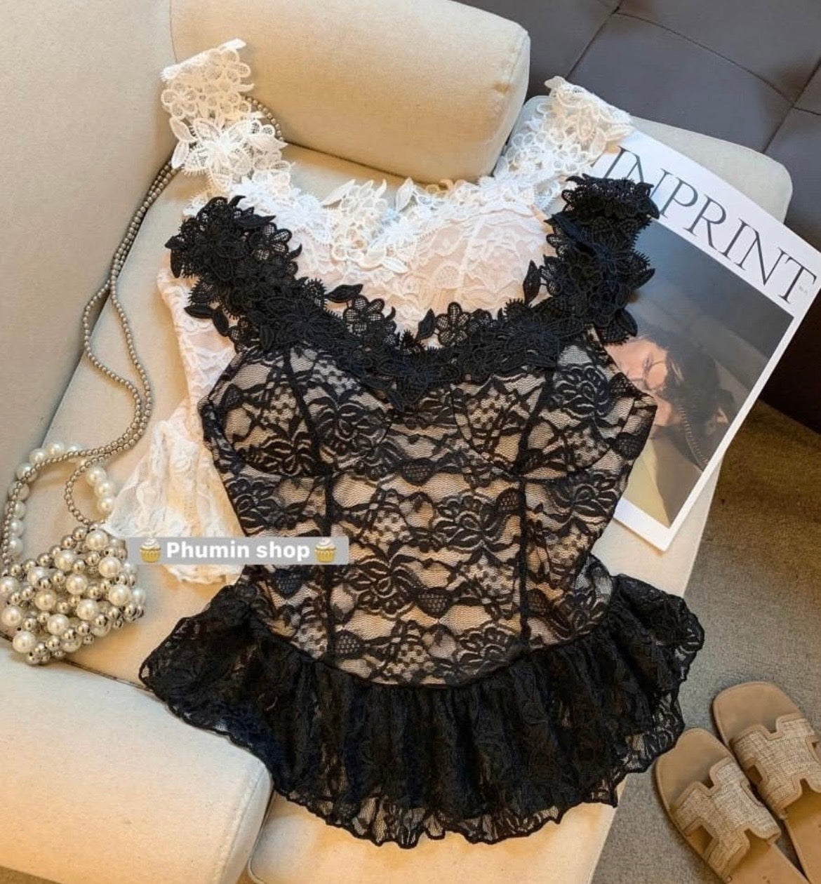 Lacy offshoulder tops