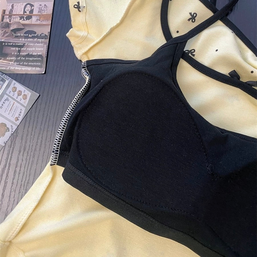 Bow built in bra tops