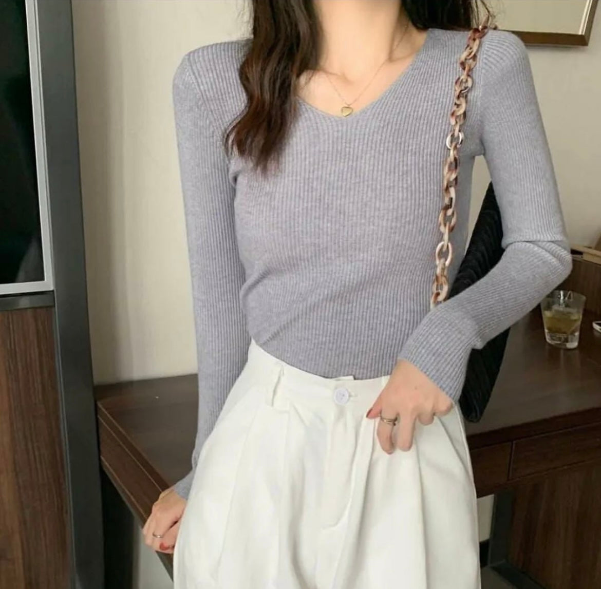 Soft ribbed knit tops