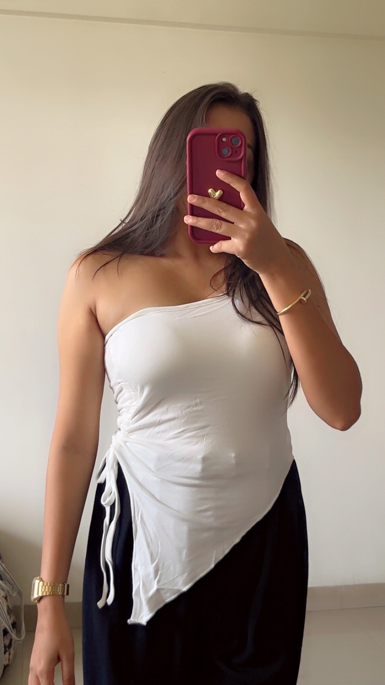 One shoulder buckle top❤️