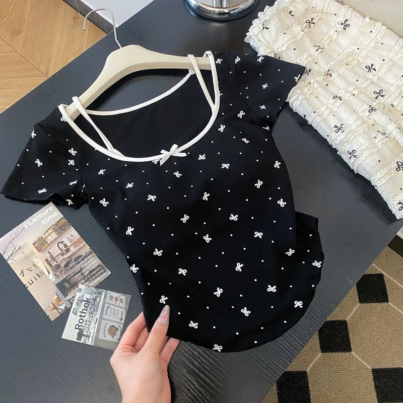 Bow built in bra tops