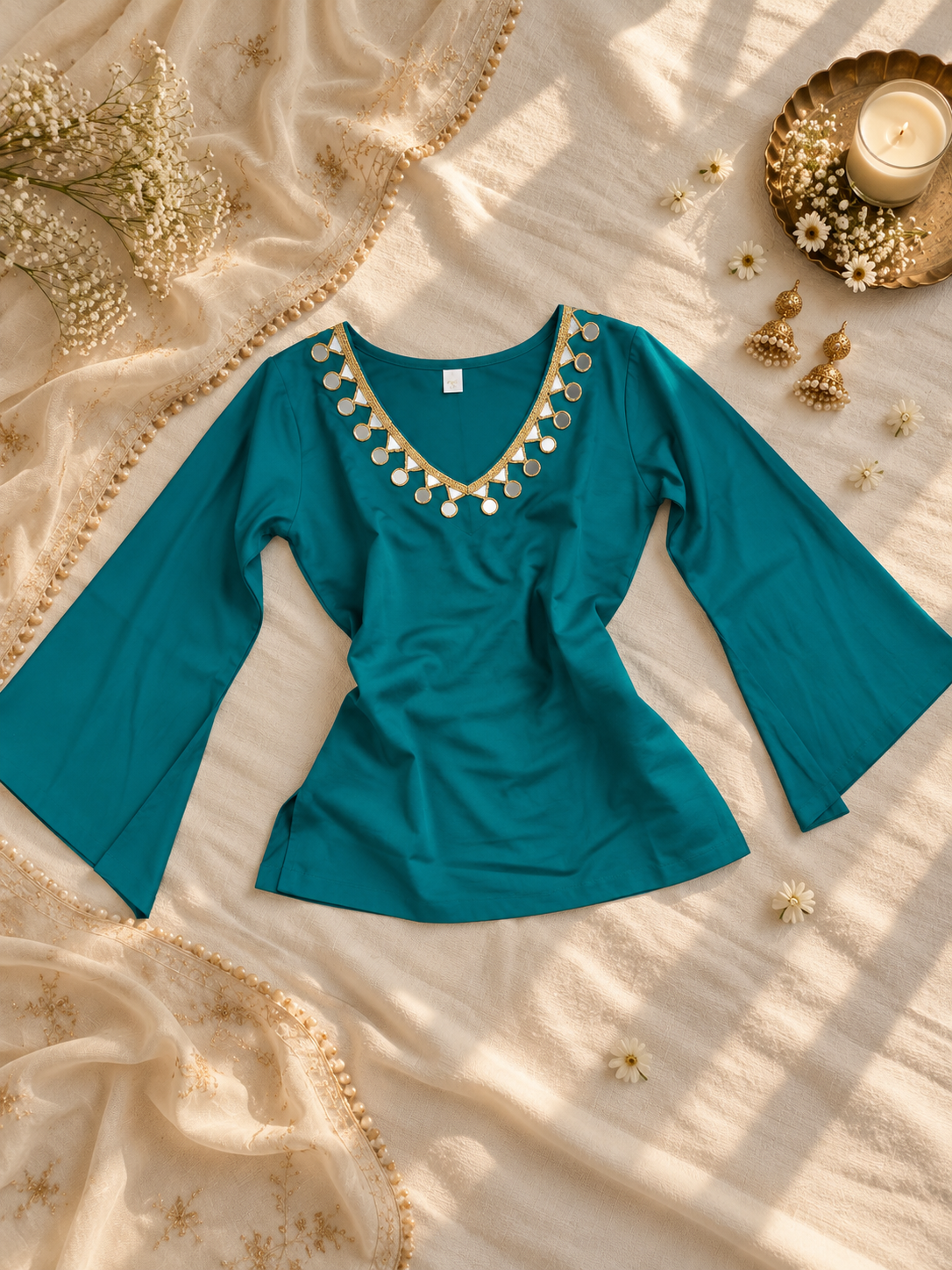Mirror work solid Kurtis