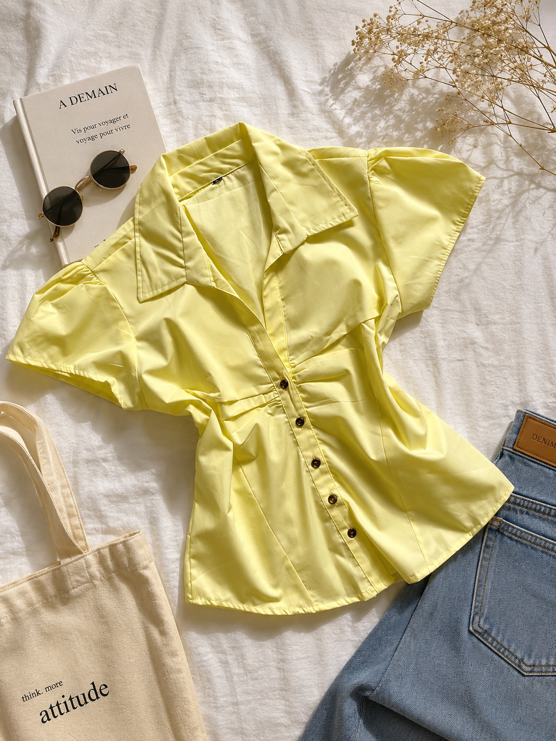 Ruched solid shirts