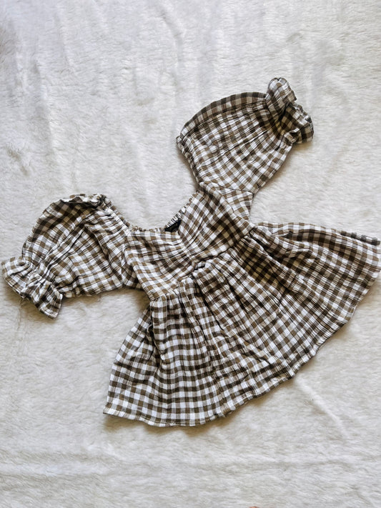 Olive Checkered Peplum top