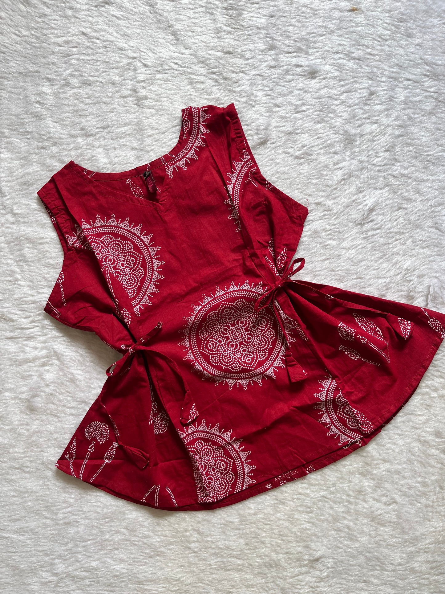 Deep red printed kurti
