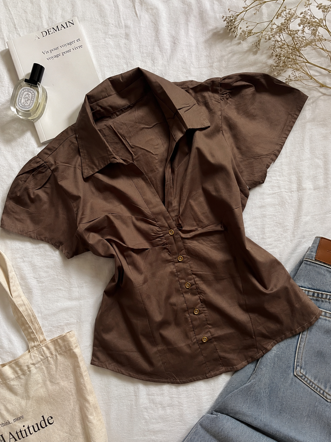 Ruched solid shirts