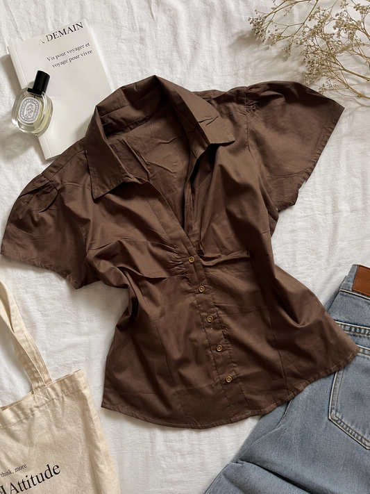 Ruched solid shirts
