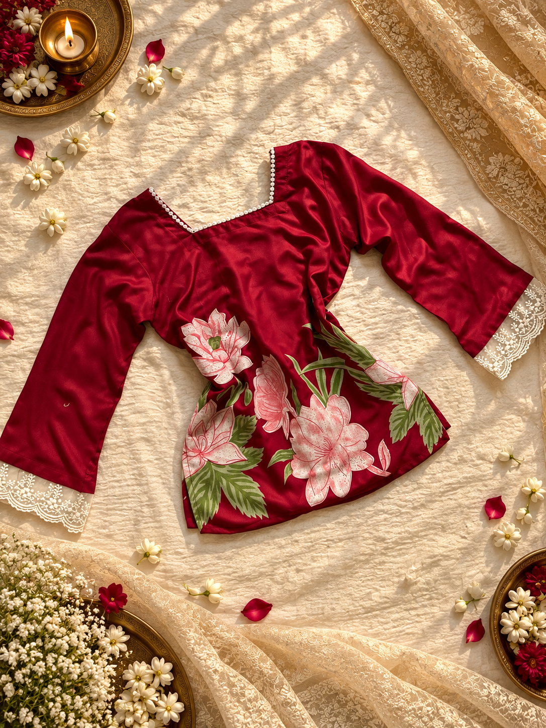 Floral lacy kurtis