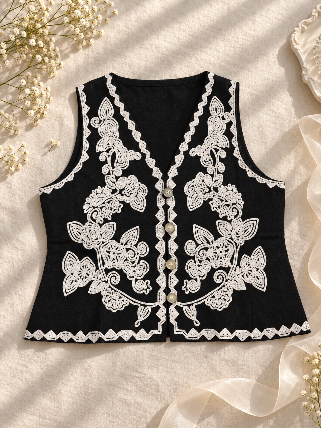 Embroidered vest coats