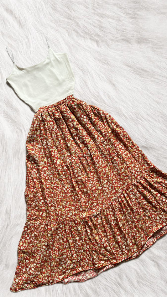 Orange Floral skirt
