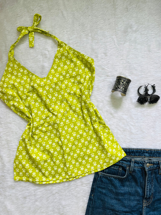 Green haulter kurti