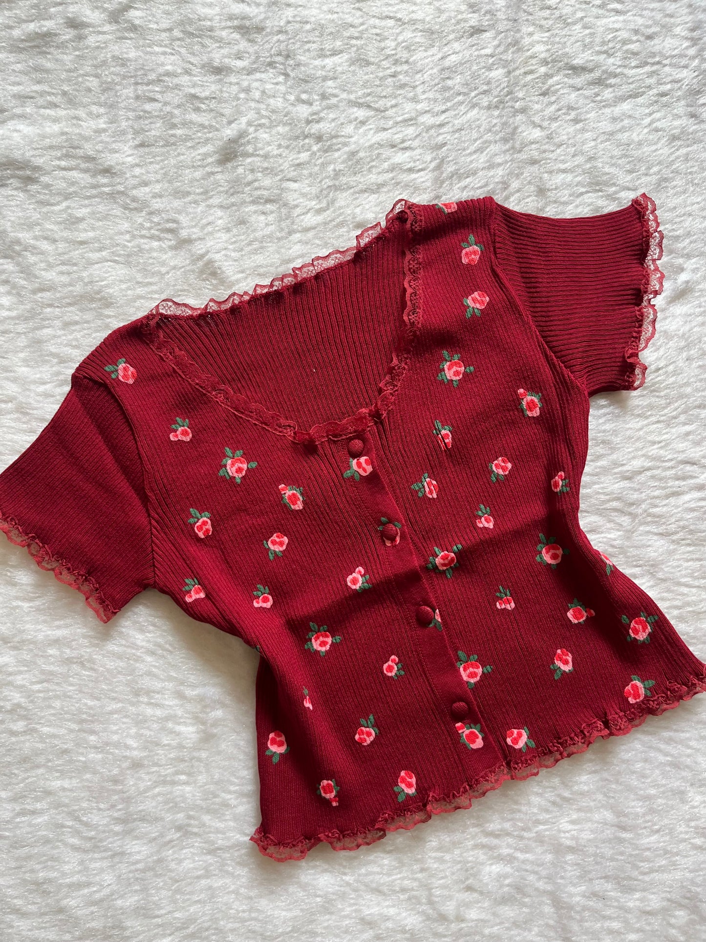 Maroon flora top🤍